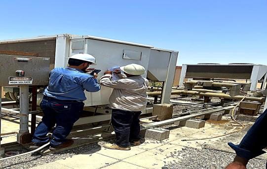 Rooftop chiller unit inspection
